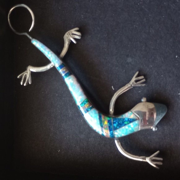 Lizard Inlayed Brooche Stamped Sterling With Lizard Marking - Picture 13 of 13